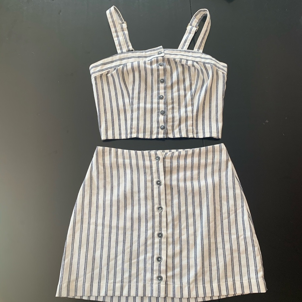 Blue and White Striped Set